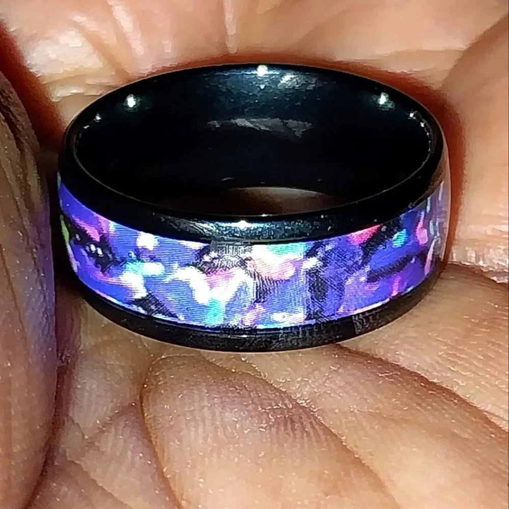 Black Opal Inlay Ring sz 8